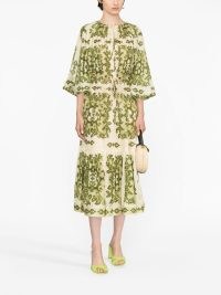 ZIMMERMANN Raie Mid Length Dress Floral Silk Beaded – silky floral balloon sleeve tiered hem dresses