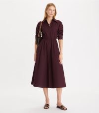 TORY BURCH ELEANOR SHIRTDRESS in Evening Plum ~ women’s cotton collared shirt dresses ~ womens designer clothing