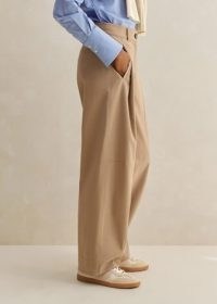 ME and EM Exaggerated Tapered Chino in Taupe ~ women’s light brown chinos ~ womens casual neutral trousers for autumn
