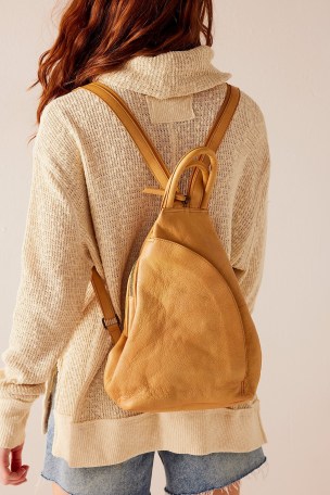 We The Free Soho Convertible Sling in Saffron | soft leather shoulder bag | luxe backpack | two way bags - flipped