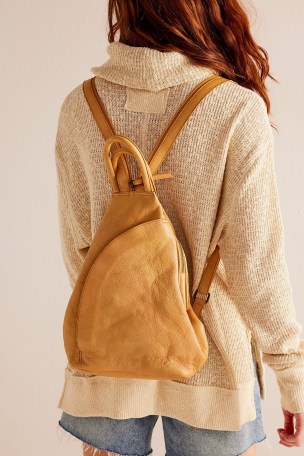 We The Free Soho Convertible Sling in Saffron | soft leather shoulder bag | luxe backpack | two way bags