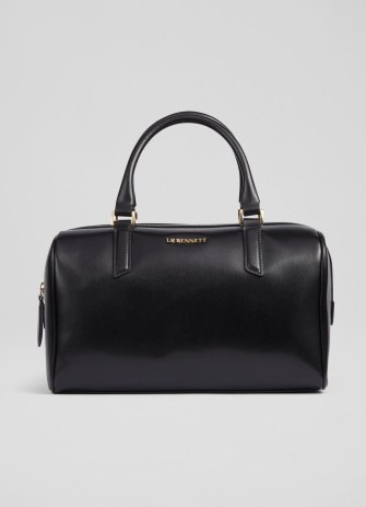 L.K. BENNETT Fleur Black Leather Bowling Bag ~ luxe top handle bags