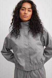 Chloé Schuterman x NA-KD High Neck Bomber Jacket in Grey | women’s casual relaxed fit jackets