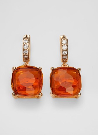 L.K. BENNETT Holly Orange Crystal Drop Earrings / luxe style drops / glamorous fashion jewellery - flipped