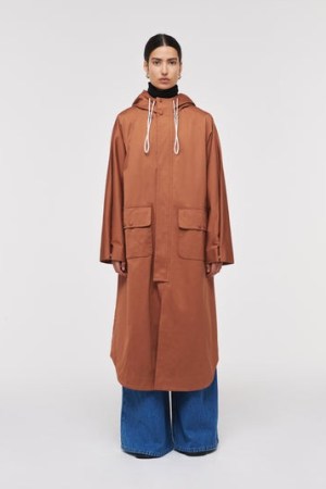 ALIGNE JAI HOODED TRENCH COAT in Toffee | women’s brown relaxed fit autumn coats | womens chic parka style outerwear - flipped
