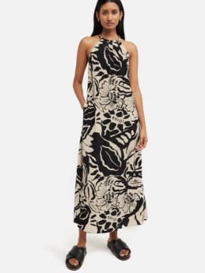 JIGSAW Strokes Floral Crepe Dress in Monochrome / bold flower print dresses / feminine resort clothing - flipped