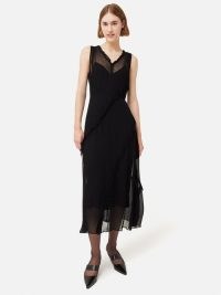 JIGSAW Sleeveless Crinkle Dress in Black – sheer dresses with under slip