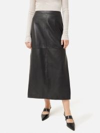 JIGSAW Leather Maxi Skirt in Black ~ luxury long length skirts