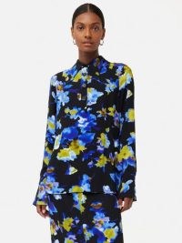 JIGSAW Haze Floral Shirt in Blue / feminine collared tops / women’s blouse style shirts