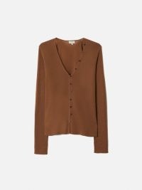 JIGSAW Superfine Merino Cardigan in Brown ~ women’s chic knitwear ~ fine button up cardigans ~ fitted cardi