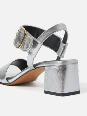 JIGSAW Maybell Metallic Heeled Sandal in Silver / shiny block heel sandals - flipped