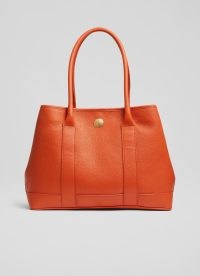 L.K. BENNETT Laurie Orange Grainy Leather Tote Bag / vibrant handbags / luxe bags / chic colour pop handbag