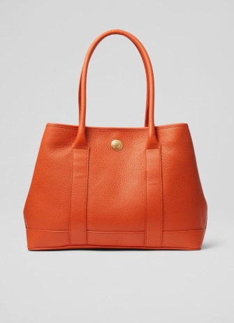 L.K. BENNETT Laurie Orange Grainy Leather Tote Bag / vibrant handbags / luxe bags / chic colour pop handbag - flipped
