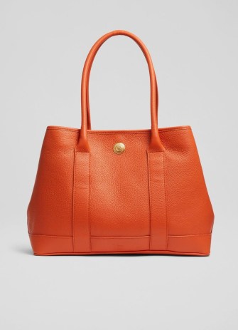 L.K. BENNETT Laurie Orange Grainy Leather Tote Bag / vibrant handbags / luxe bags / chic colour pop handbag