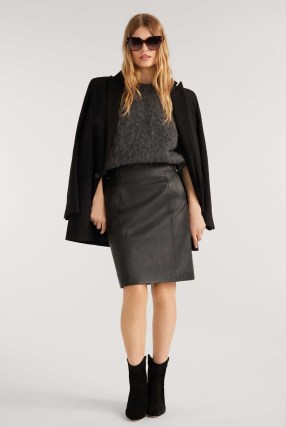 ba&sh selena LEATHER SKIRT in Black | women’s luxe straight fit skirts - flipped