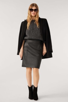 ba&sh selena LEATHER SKIRT in Black | women’s luxe straight fit skirts