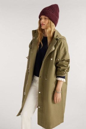 ba&sh tylan LONG COAT in Green | women’s oversized hooded trench coats - flipped