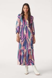 ba&sh wina LONG DRESS BLUE – flowing abstract print dresses – feminine boho fashion – bohemian clothing