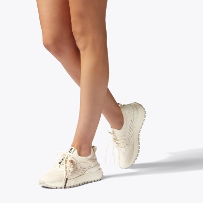 KG Kurt Geiger Lux Sneaker in Bone ~ women’s sports luxe trainers ~ womens knitted style sneakers ~ sporty look footwear - flipped