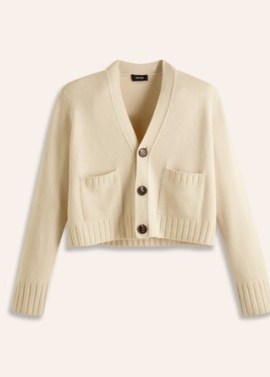 ME and EM Luxe Cashmere Relaxed Cardigan in Cream | women’s relaxed boxy fit cardigans | luxury knitwear - flipped