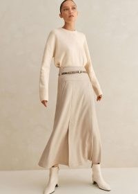 ME and EM Luxe Flannel A-Line Skirt in Cream ~ luxury autumn skirts