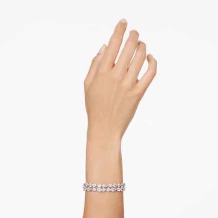 SWAROVSKI Mesmera bracelet in Mixed cuts, White, Rhodium plated – double row zirconia bracelets - flipped