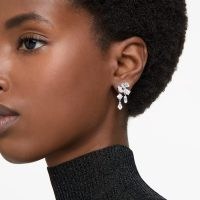 SWAROVSKI Mesmera drop earrings in Mixed cuts, White, Rhodium plated – glamorous zirconia drops – cocktail jewellery