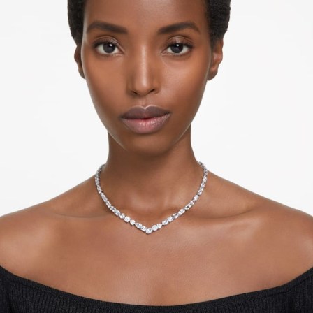SWAROVSKI Mesmera necklace in Mixed cuts, White, Rhodium plated – zirconia occasion necklaces