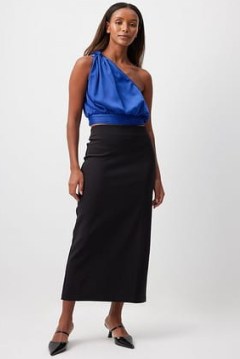 NA-KD Mid Waist Midi Skirt in Black | stretchy back slit pencil skirts | wardrobe essentials - flipped