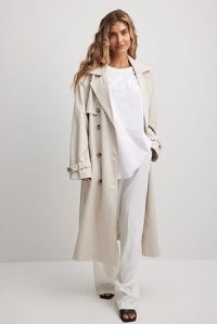NA-KD Oversized Trenchcoat in Light Beige | women’s classic longline autumn coats | chic outerwear