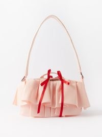 SIMONE ROCHA Ruffled nylon shoulder bag in pink – romantic ruffle front bags