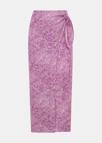 WHISTLES DIAGONAL SNAKE TIE SIDE SKIRT in PINK ~ animal print wrap style midi skirts