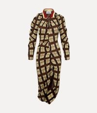 VIVIENNE WESTWOOD PULLING DRESS in Multi / asymmetric check print dresses / checked clothing / women’s edgy organic cotton fashion