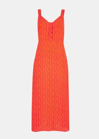 WHISTLES ANDIE OPTICAL ROPE PRINT DRESS Red / Multi – vibrant sleeveless midi dresses