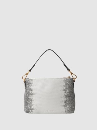 REISS BROMPTON LEATHER DOUBLE STRAP POUCH BAG – small luxe bags – textured animal print pouches – chic handbags - flipped
