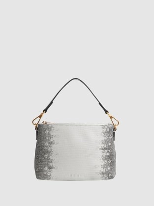 REISS BROMPTON LEATHER DOUBLE STRAP POUCH BAG – small luxe bags – textured animal print pouches – chic handbags
