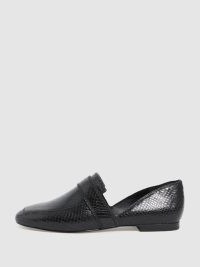 REISS IRINA LEATHER ANIMAL PRINT LOAFERS in Black – women’s chic contemporary loafer shoes