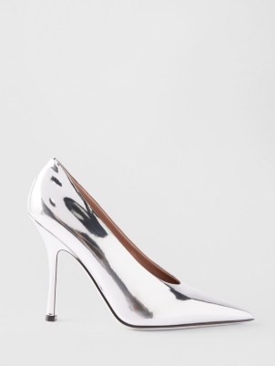 VALENTINO GARAVANI Nite Out 110 mirrored-leather pumps in silver ~ high vamp court shoes ~ metallic stilettoe heel courts - flipped