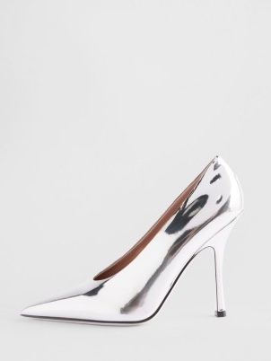 VALENTINO GARAVANI Nite Out 110 mirrored-leather pumps in silver ~ high vamp court shoes ~ metallic stilettoe heel courts