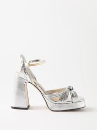 SOULIERS MARTINEZ Spring 90 metallic-leather platform sandals in metallic / chunky platforms / glamorous block heel shoes