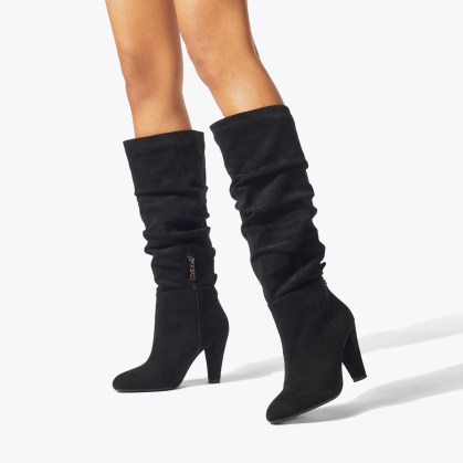 KG Kurt Geiger Slinky Knee High Boot in Black ~ women’s slouchy ruched vegan boots - flipped