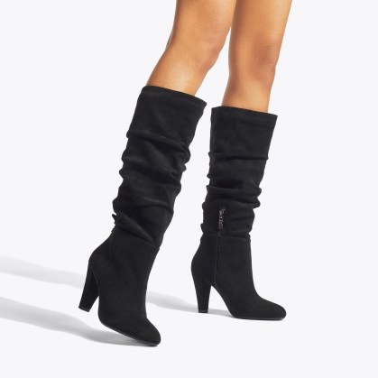 KG Kurt Geiger Slinky Knee High Boot in Black ~ women’s slouchy ruched vegan boots