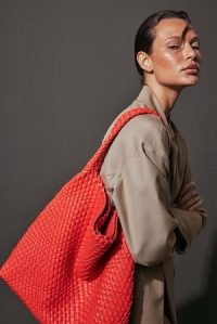 NA-KD Soft Woven Tote in Orange | bright roomy shoulder bags | soft PU handbags