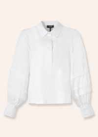 me and em Statement Balloon Sleeve Layering Shirt in Fresh White – women’s volume sleeved shirts
