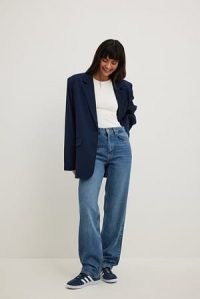 NA-KD Straight High Waist Jeans in Blue | casual denim fashion