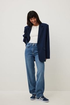 NA-KD Straight High Waist Jeans in Blue | casual denim fashion - flipped