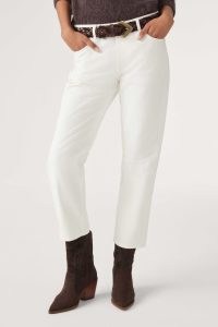 ba&sh devon STRAIGHT-LEG JEANS in White | women’s organic cotton cropped jean | womens ankle grazers