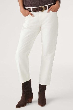 ba&sh devon STRAIGHT-LEG JEANS in White | women’s organic cotton cropped jean | womens ankle grazers