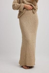 NA-KD Structured Knitted Maxi Skirt | women’s knitwear fashion | long length winter skirts