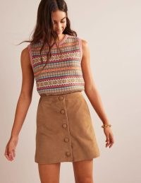 BODEN Suede A-line Mini Skirt Light Tan ~ women’s brown short legth vintage style skirts
